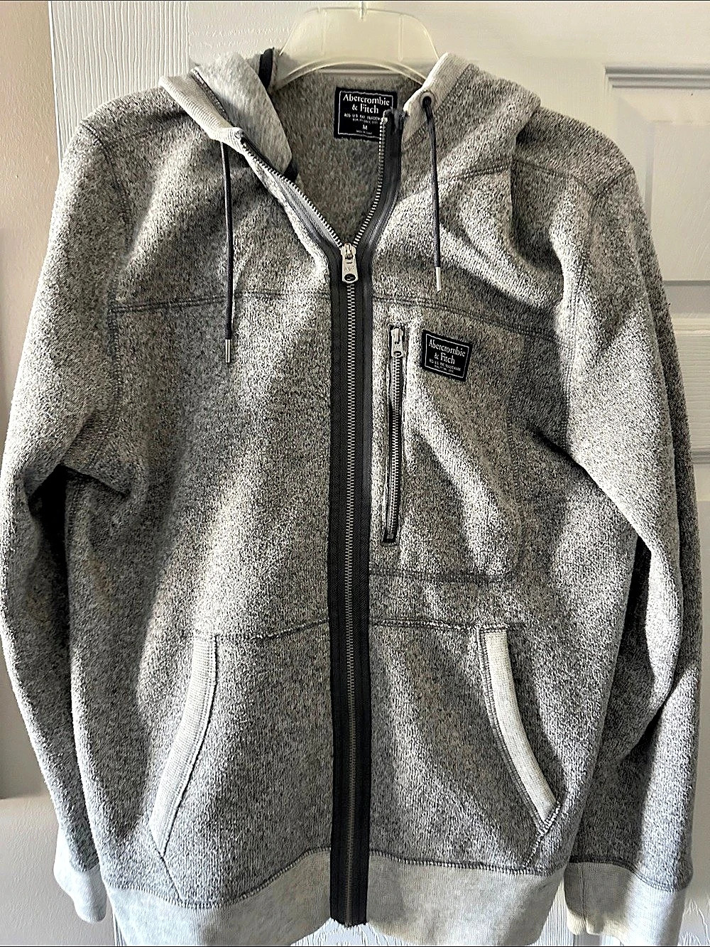 Abercrombie & Fitch Sherpa-Lined Full-Zip Hoodie Gray Medium
